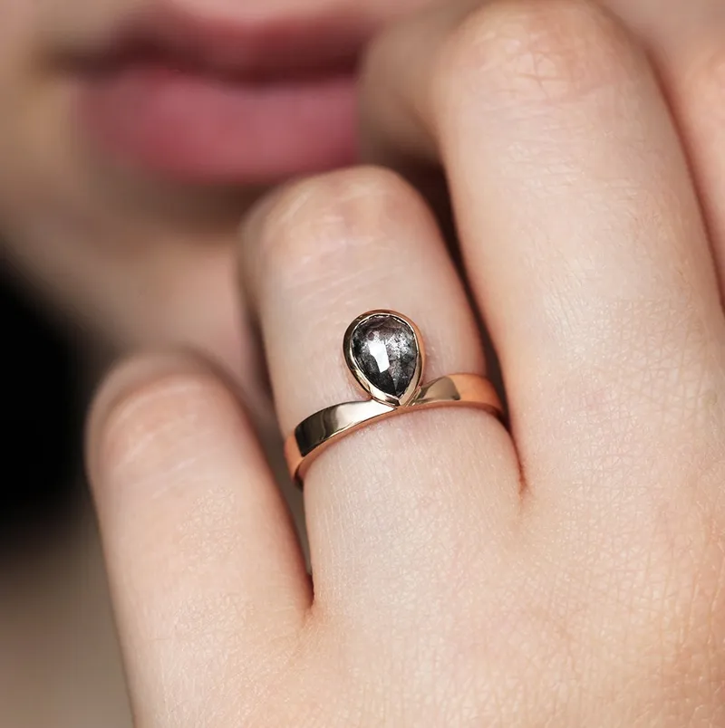 Estelle 1 Carat Salt & Pepper Diamond Ring view 5