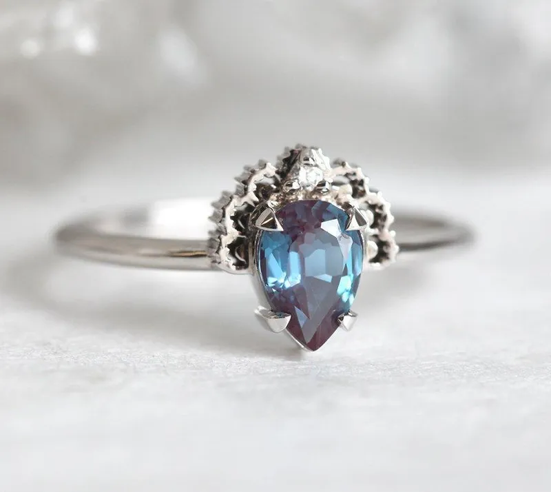 Etta Alexandrite Ring pear cut engagement ring