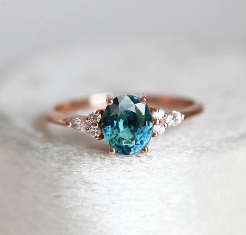 Evelyn Oval Sapphire Diamond Ring view 10