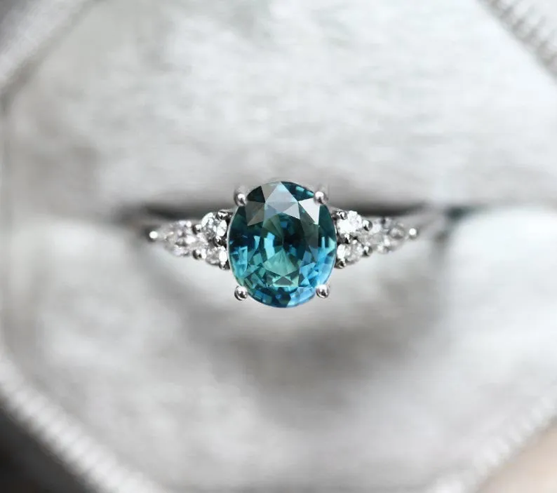 Evelyn Oval Sapphire Diamond Ring view 11