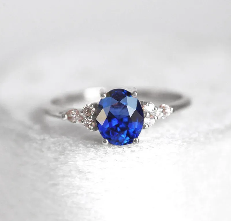 Evelyn Oval Sapphire Diamond Ring view 12