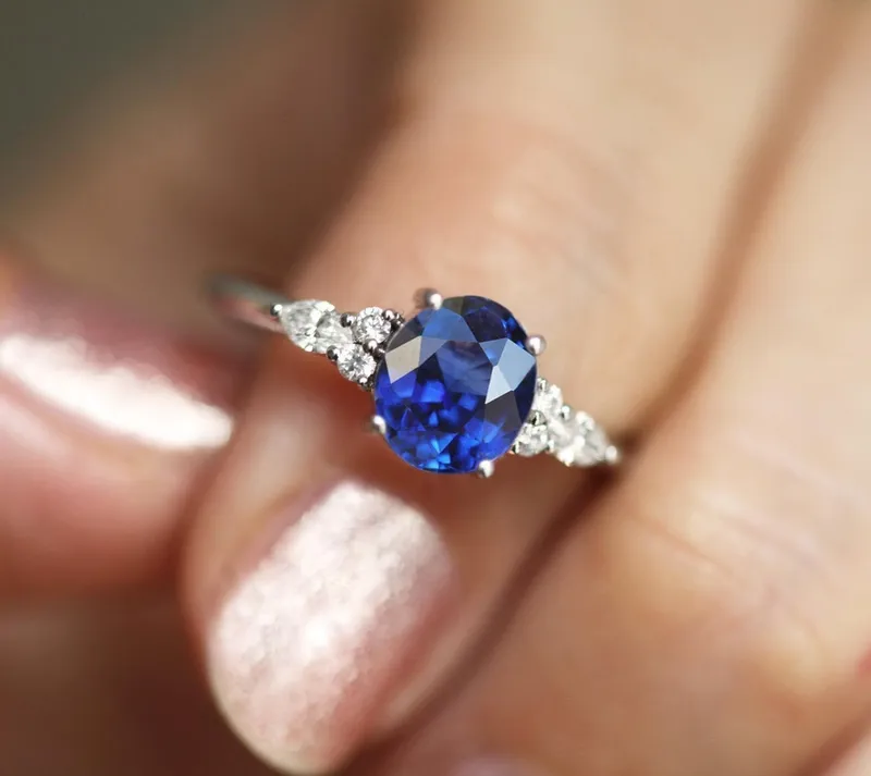 Evelyn Oval Sapphire Diamond Ring view 2