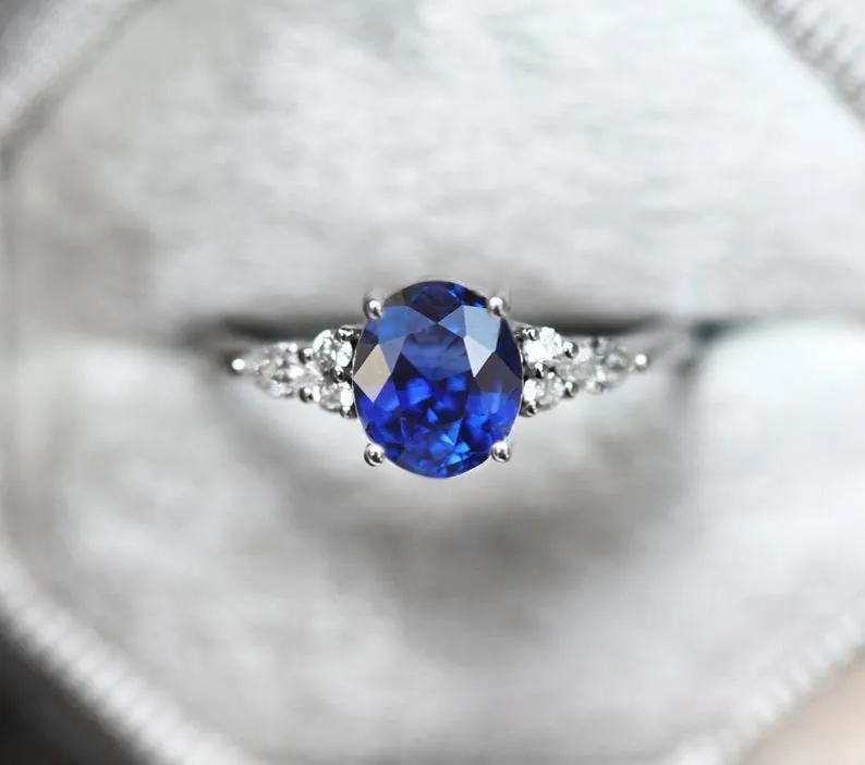 Evelyn Oval Sapphire Diamond Ring view 3