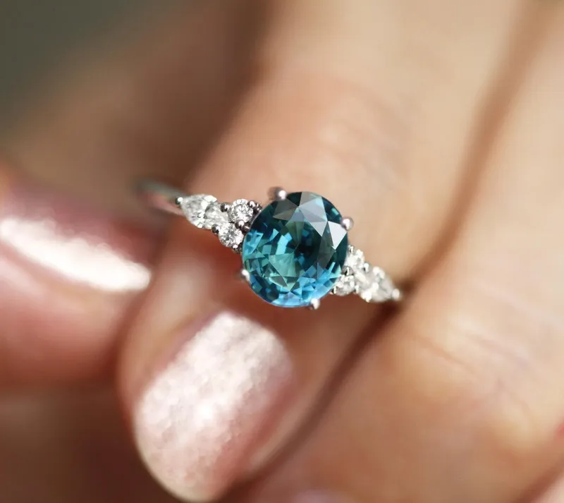 Evelyn Oval Sapphire Diamond Ring view 3