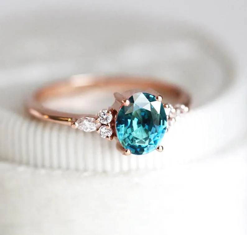 Evelyn Oval Sapphire Diamond Ring view 4