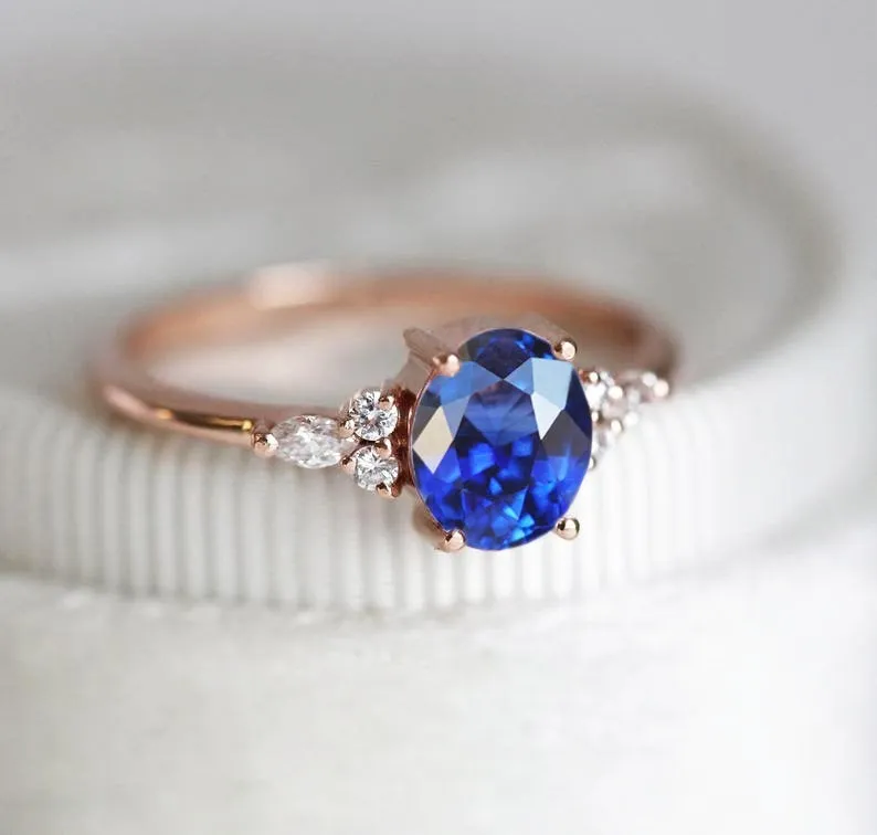 Evelyn Oval Sapphire Diamond Ring view 4