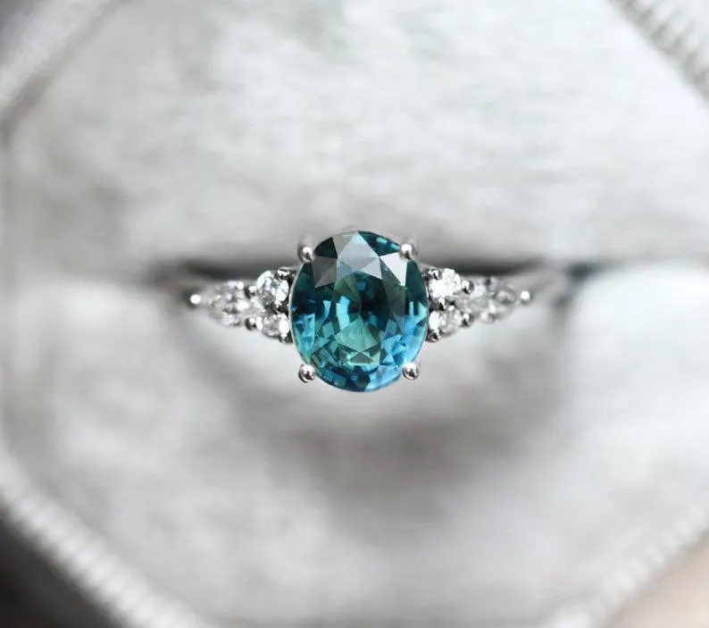 Evelyn Oval Sapphire Diamond Ring view 5