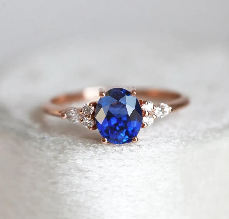 Evelyn Oval Sapphire Diamond Ring view 5