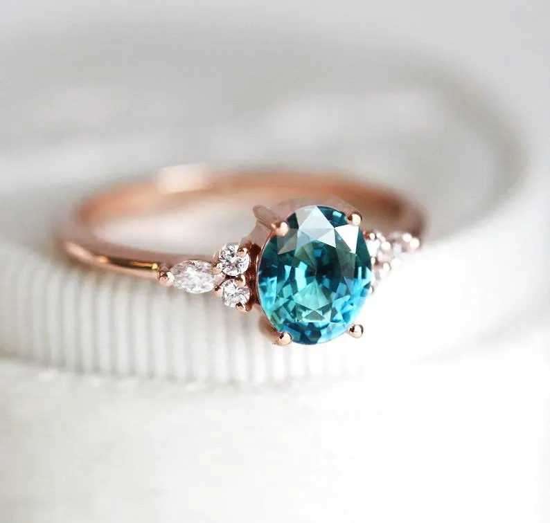Evelyn Oval Sapphire Diamond Ring view 8