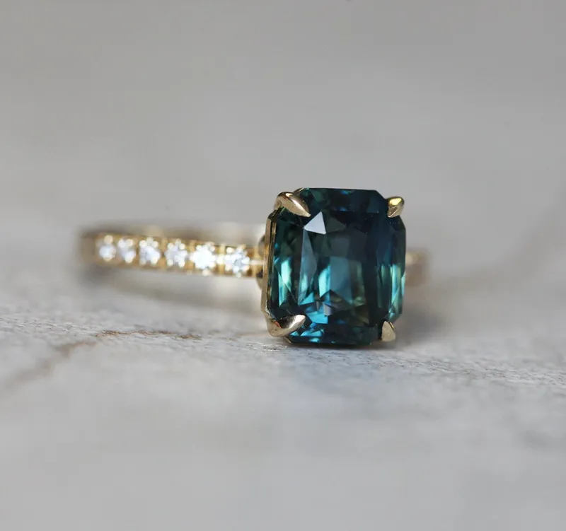 Extravaganza Sapphire Tourmaline Diamond Ring Set view 10