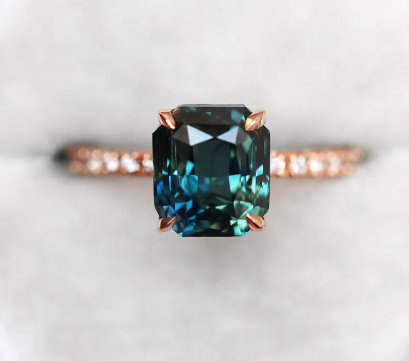 Extravaganza Sapphire Tourmaline Diamond Ring Set view 11
