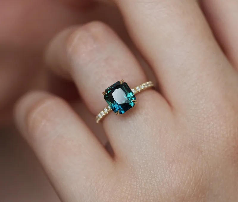 Extravaganza Sapphire Tourmaline Diamond Ring Set view 7