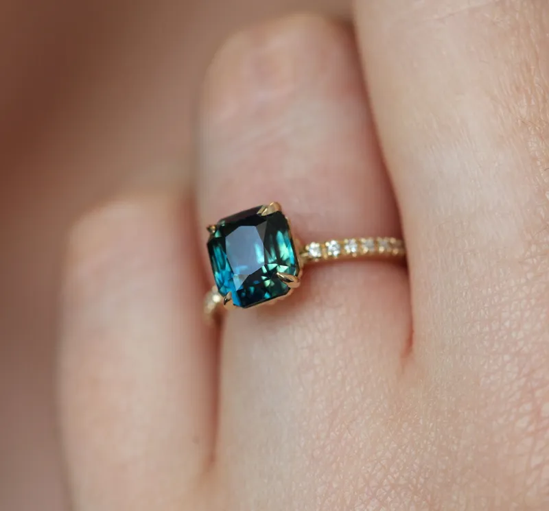 Extravaganza Sapphire Tourmaline Diamond Ring Set view 9