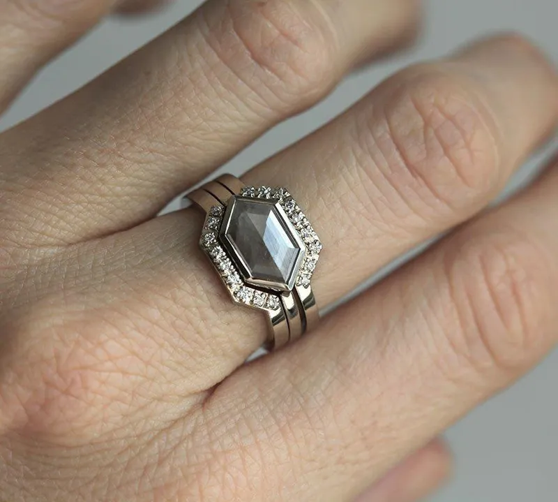 Farah Salt & Pepper Diamond Ring Set view 4