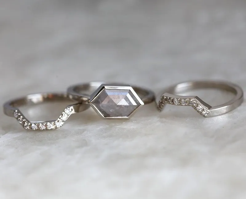 Farah Salt & Pepper Diamond Ring Set view 5