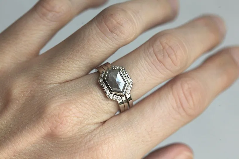 Farah Salt & Pepper Diamond Ring Set view 6