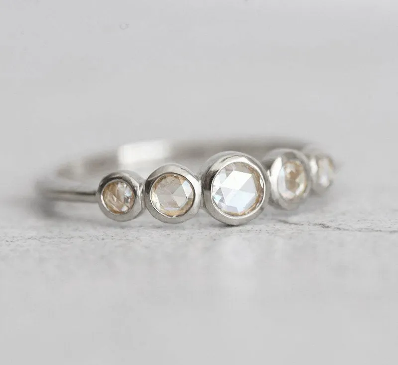 Filipa Rose Cut Diamond Ring, White Diamond Band view 10