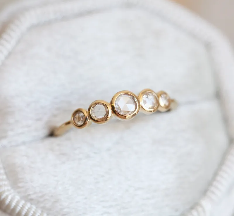 Filipa Rose Cut Diamond Ring, White Diamond Band view 4