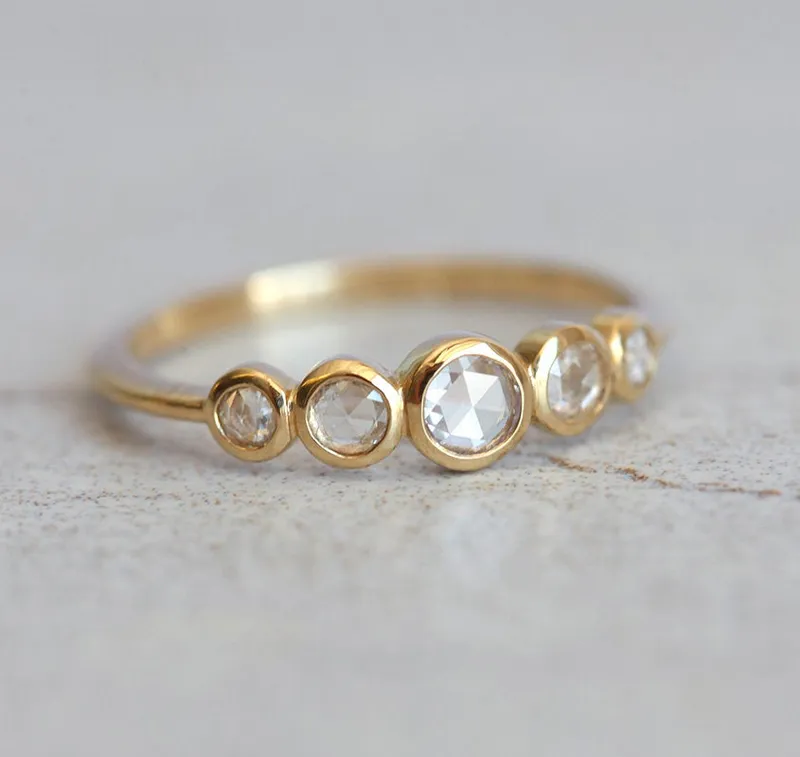 Filipa Rose Cut Diamond Ring, White Diamond Band view 8