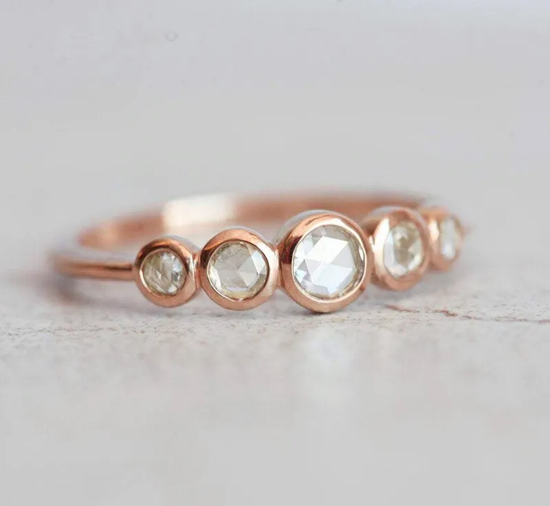 Filipa Rose Cut Diamond Ring, White Diamond Band view 9