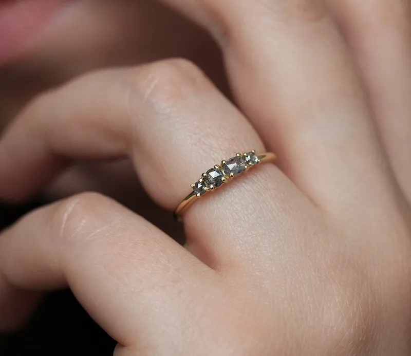 Fiona Ombre Salt & Pepper Diamond Ring view 3