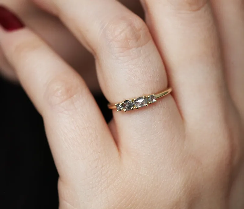 Fiona Ombre Salt & Pepper Diamond Ring view 6