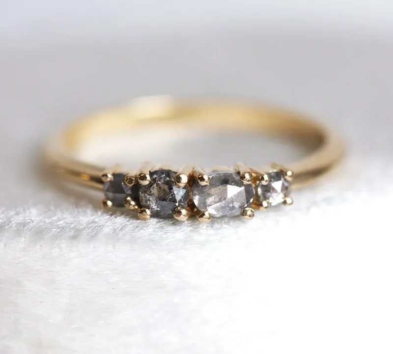 Fiona Ombre Salt & Pepper Diamond Ring round cut engagement ring