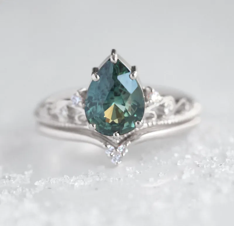 FLORENTINA SAPPHIRE DIAMOND RING SET view 7