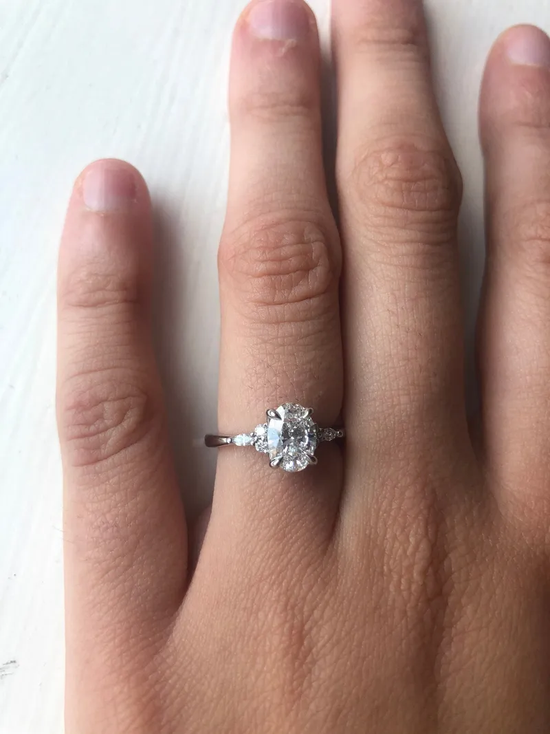 1.5 Carat Oval Diamond Vintage Ring, Lab Grown Diamond Ring, IGI CERTIFIED, 14k white gold, H VS2, Custom made ring, Unique Engagement Ring. vy 3