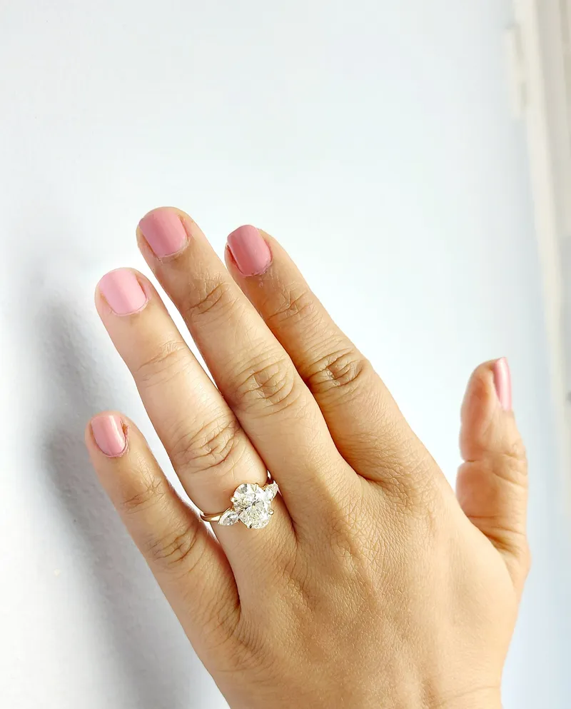 2.6Ct Oval Diamond Vintage Ring, Lab Grown Diamond Ring, IGI CERTIFIED, 14k white gold, G VS1, Custom made ring, Unique Engagement Ring. vy 3