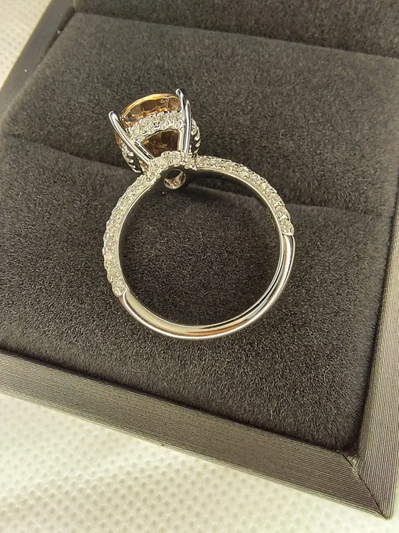 3.5 Carat Oval Morganite Engagement Ring with Hidden Halo Diamonds in Rose Gold view 2