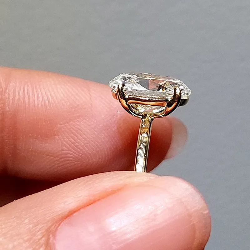 4 ct 14K Diamanite Oval Solitaire Engagement Ring view 3