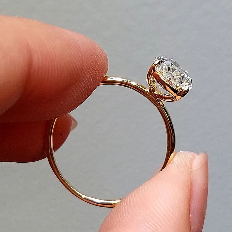 4 ct 14K Diamanite Oval Solitaire Engagement Ring view 4