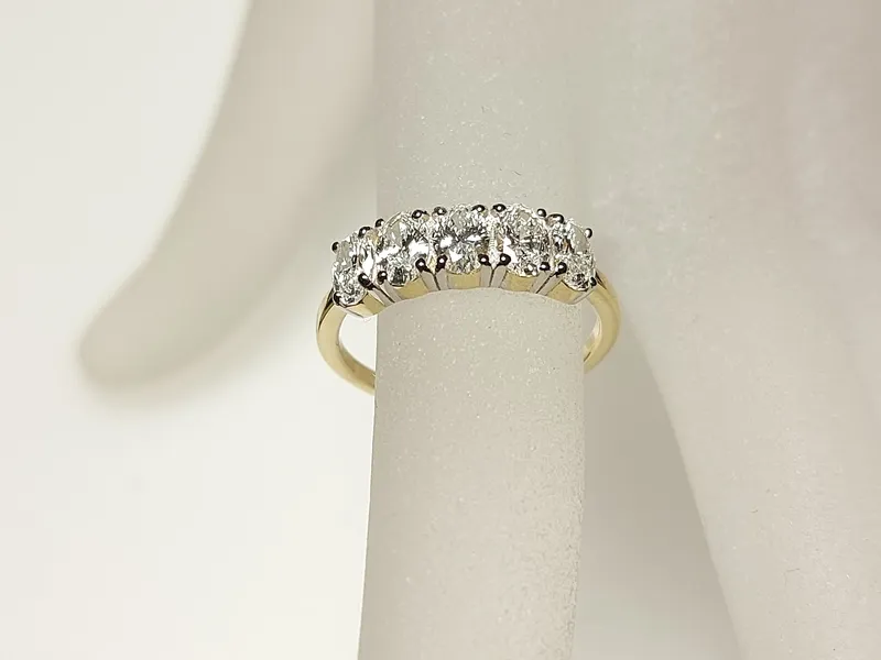 5 Stone Oval Cut Diamond Ring / Wedding Band in Gold view 5