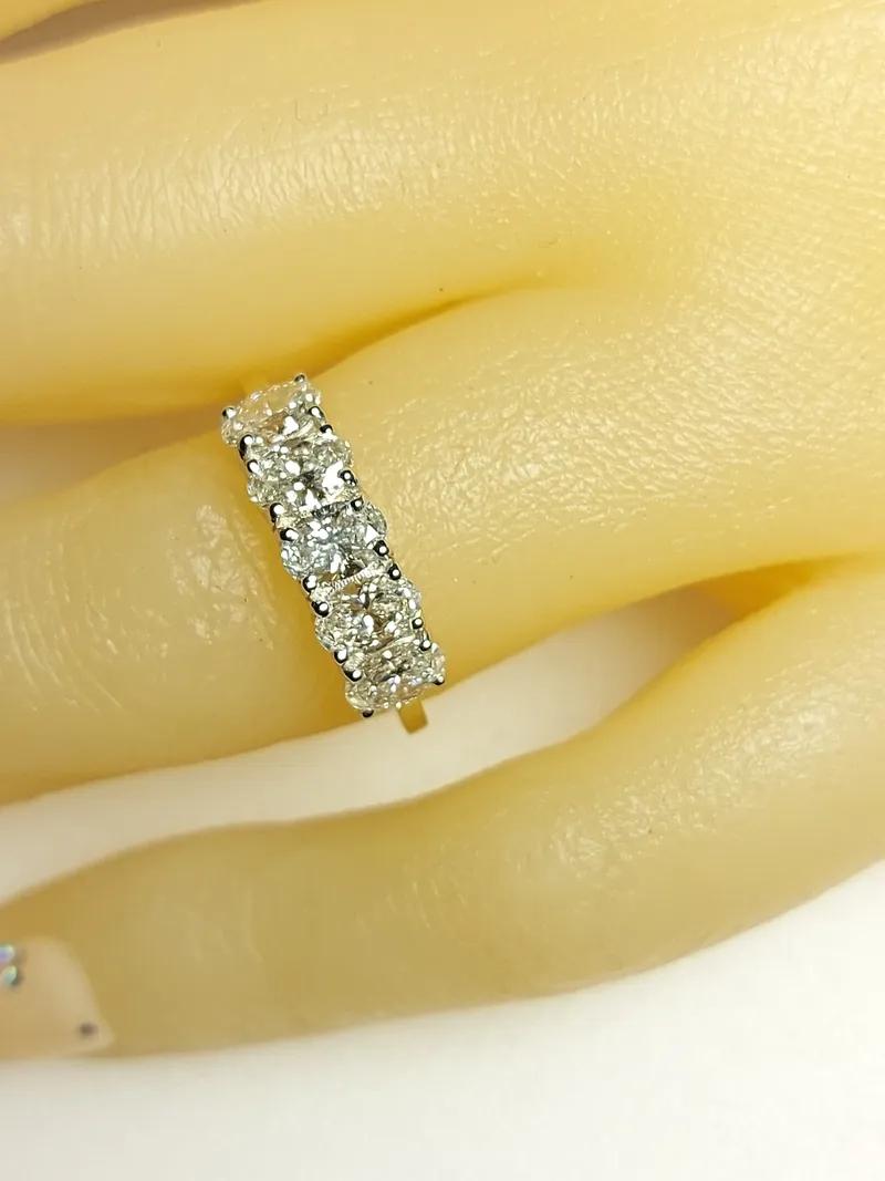 5 Stone Oval Cut Diamond Ring / Wedding Band in Gold view 6