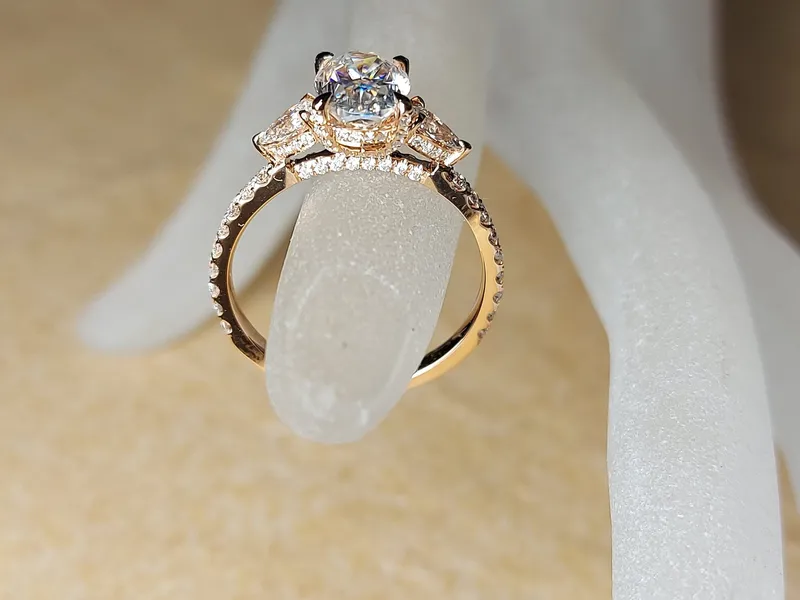 Antique Vintage Style 1.5ct brilliant cut oval Moissanite Ring, Pear diamond Engagement Ring, Trilogy ring Ring for Women oval cut engagement ring
