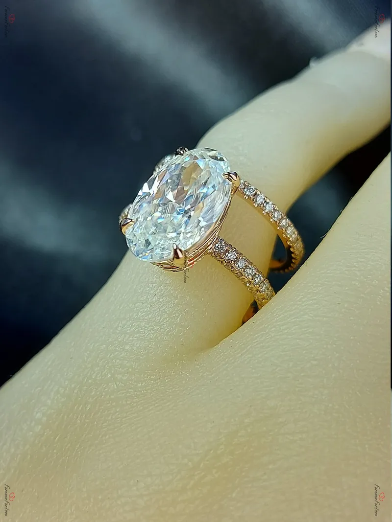 Blake Lively ring Moissanite Engagement Ring oval cut 14k rose gold diamond ring 6.5Ct Moissanite bridal set. oval cut engagement ring