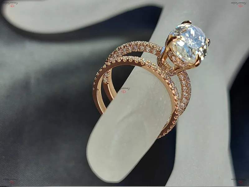 Blake Lively ring Moissanite Engagement Ring oval cut 14k rose gold diamond ring 6.5Ct Moissanite bridal set. view 4