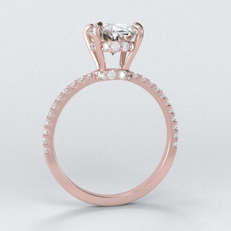 Blake Lively ring Natural Certified White Sapphire Engagement Ring oval cut 14k rose gold diamond ring 2.8Ct White sapphire ring view 2
