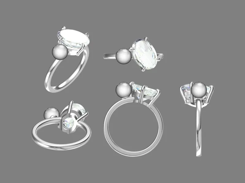 Frost Bloom 2.5Ct Oval Moissanite Engagement Ring with Pearl & Diamond Accents view 6