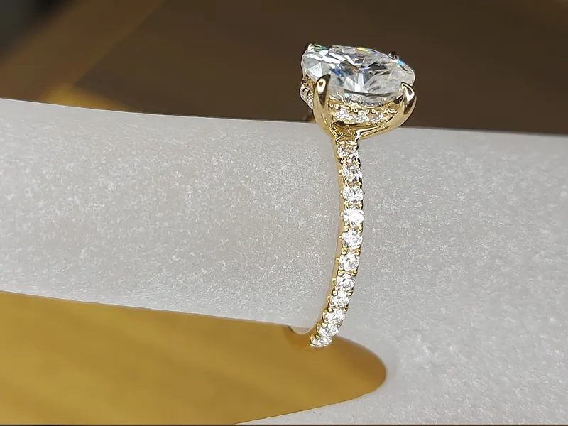 Lab grown Oval Cut 14k yellow gold diamond ring 1 Ct Modern Diamond Ring,Blake Lively ring Diamond Engagement Ring. vy 3