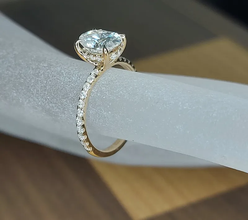 Lab grown Oval Cut 14k yellow gold diamond ring 1 Ct Modern Diamond Ring,Blake Lively ring Diamond Engagement Ring. vy 2