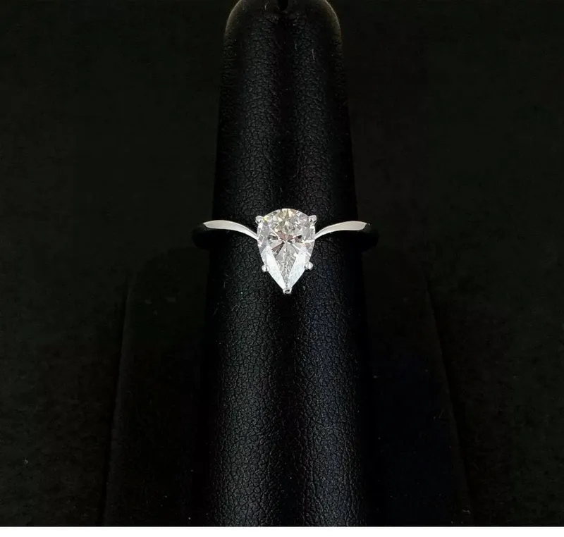 Pear Shape contour 1.01ct /9*6mm GIA Certified Diamond, Solitaire Engagement Ring in platinum, 1.8mm Band, contour Set Soliatire diamond pear cut engagement ring in platinum