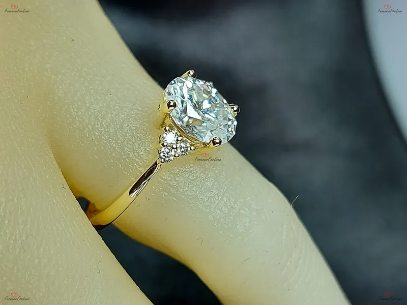 Vintage Oval Moissanite engagement ring unique Cluster Yellow gold engagement ring women Round diamond wedding Bridal art deco Anniversary. vy 7