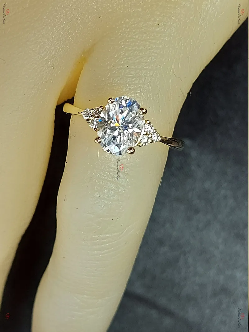Vintage Oval Moissanite engagement ring unique Cluster Yellow gold engagement ring women Round diamond wedding Bridal art deco Anniversary. vy 8