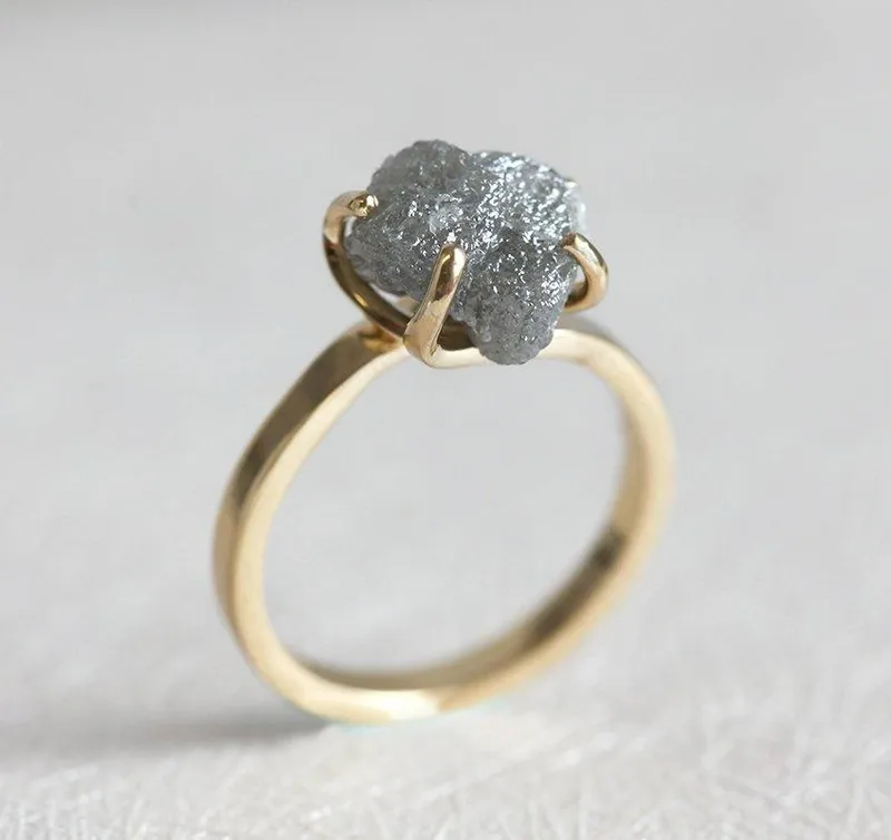 Grey Diamond Ring, Rough Diamond Ring view 2