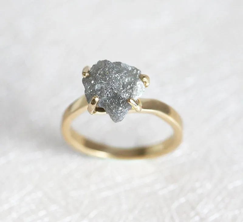 Grey Diamond Ring, Rough Diamond Ring view 3