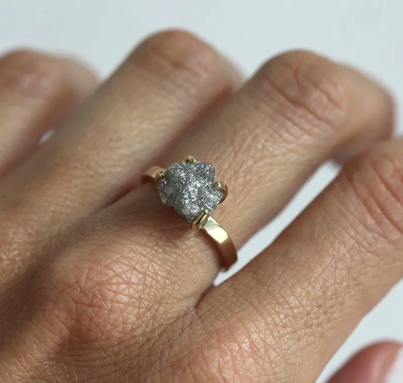 Grey Diamond Ring, Rough Diamond Ring view 4