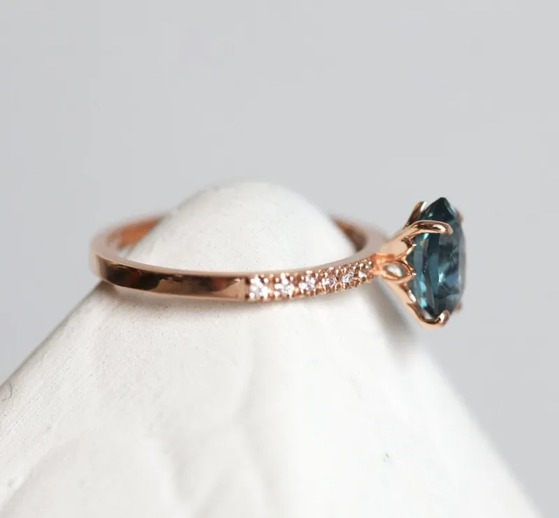 GABRIELLA TEAL SAPPHIRE DIAMOND RING vy 10