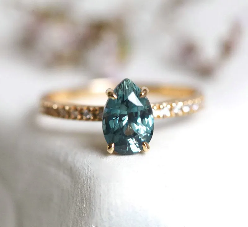 GABRIELLA TEAL SAPPHIRE DIAMOND RING vy 11
